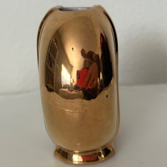 Vintage Round Gold Ceramic Vase - Picture 4 of 10